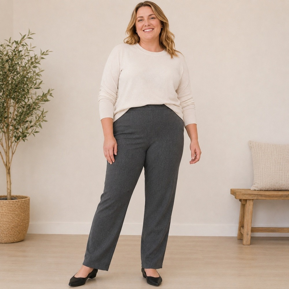 J.Jill Wearever Smooth-Fit Slim-Leg Pants Charcoal Heather Gray Size 16 Elastic